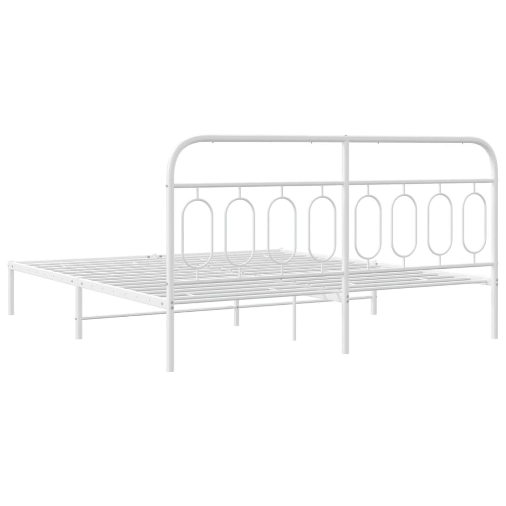 sengeramme med sengegavl 183x213 cm metal hvid