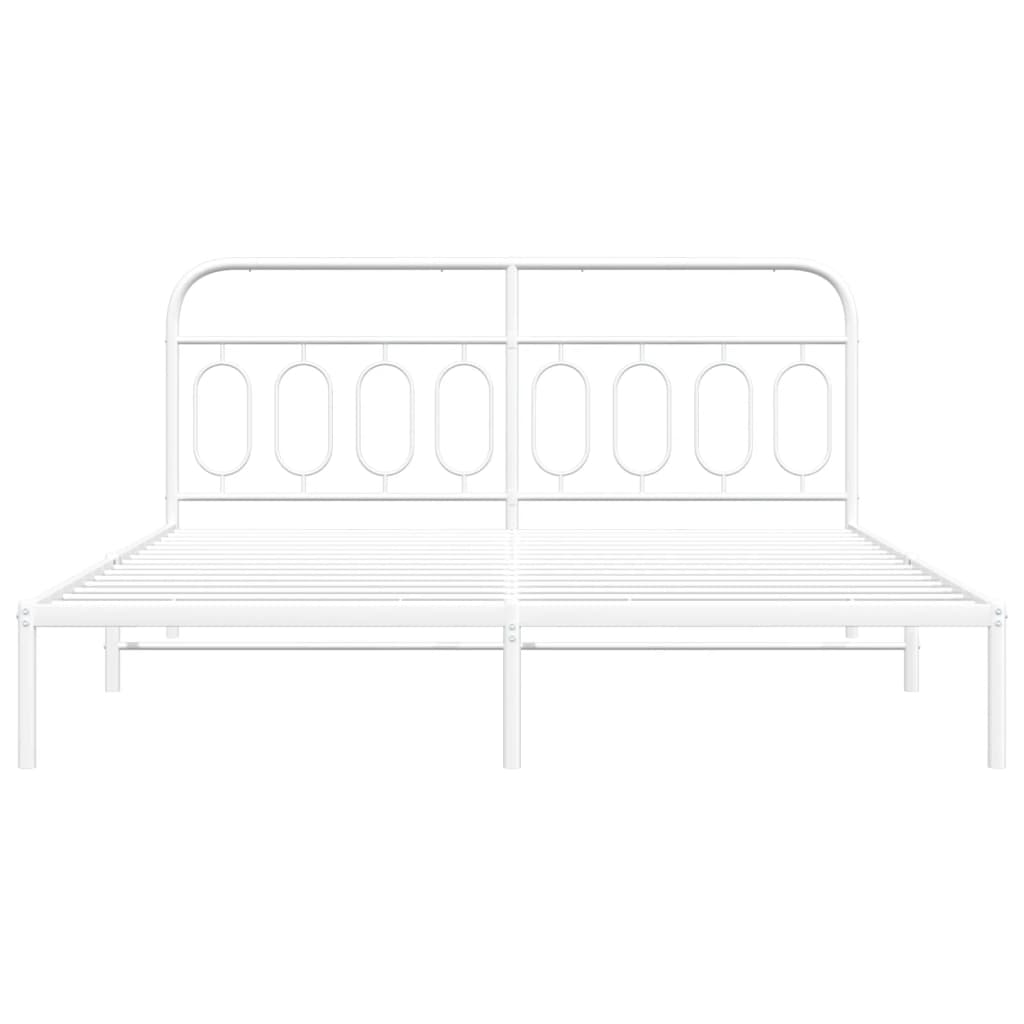sengeramme med sengegavl 193x203 cm metal hvid
