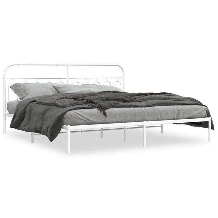 sengeramme med sengegavl 200x200 cm metal hvid