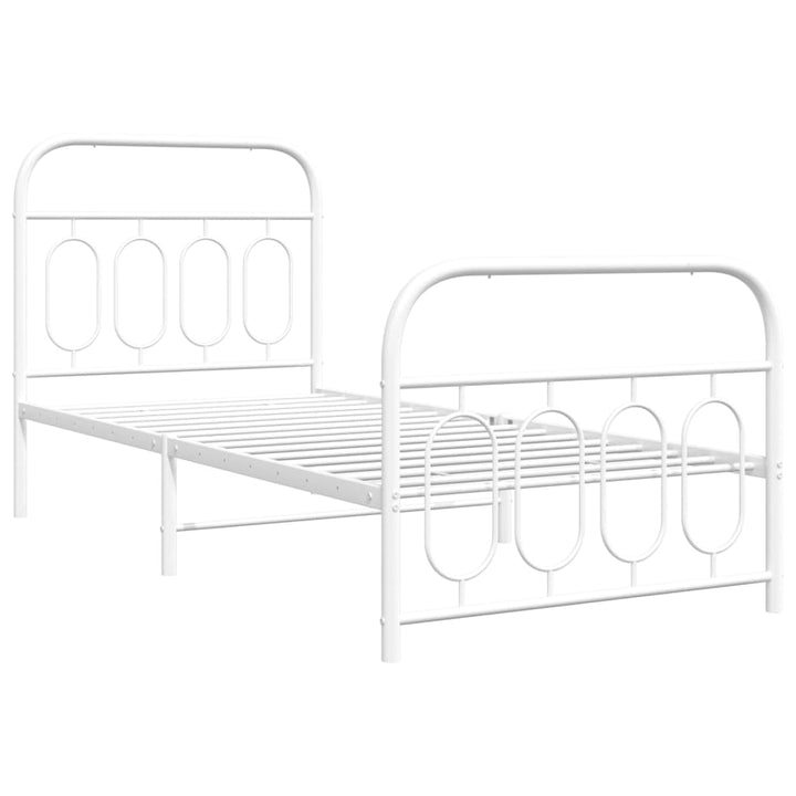 sengeramme med sengegavl og fodgærde 90x190 cm metal hvid