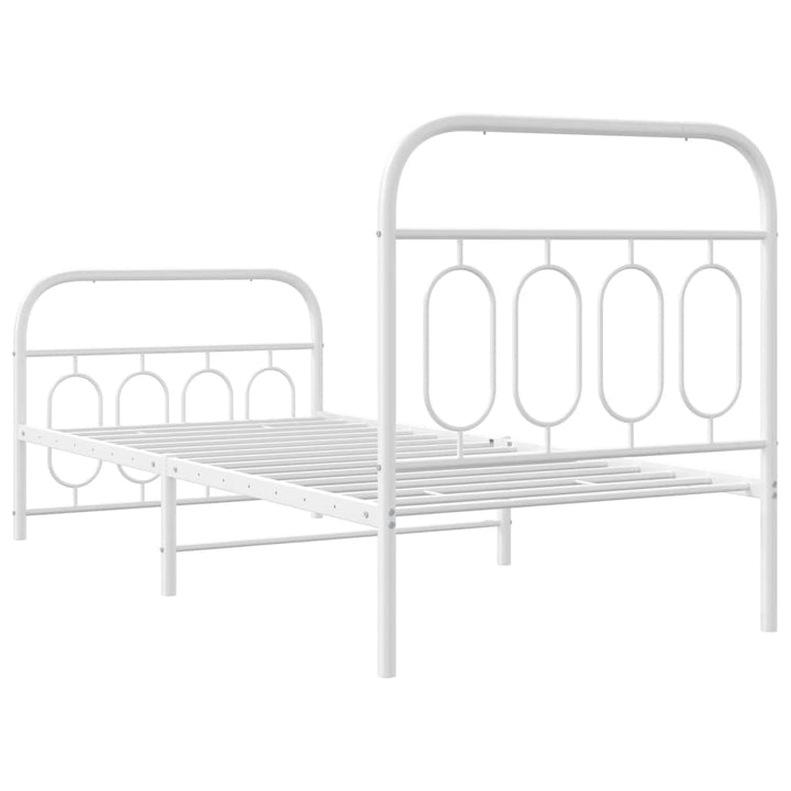 sengeramme med sengegavl og fodgærde 90x190 cm metal hvid