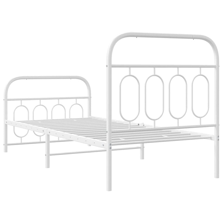 sengeramme med sengegavl og fodgærde 90x200 cm metal hvid