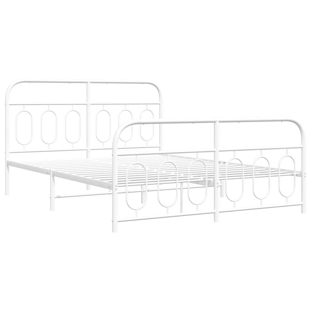 sengeramme med sengegavl og fodgærde 140x190 cm metal hvid