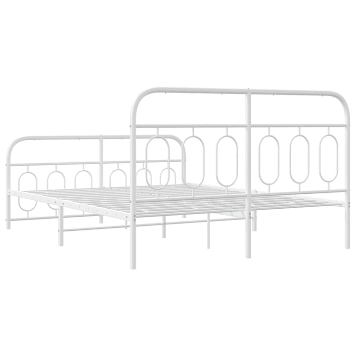 sengeramme med sengegavl og fodgærde 140x190 cm metal hvid