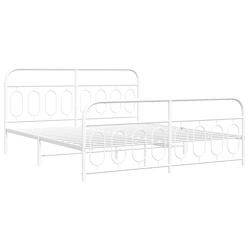 sengeramme med sengegavl og fodgærde 183x213 cm metal hvid