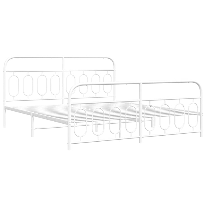 sengeramme med sengegavl og fodgærde 193x203 cm metal hvid