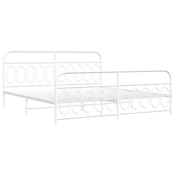 sengeramme med sengegavl og fodgærde 200x200 cm metal hvid