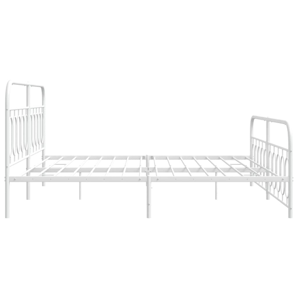 sengeramme med sengegavl og fodgærde 200x200 cm metal hvid