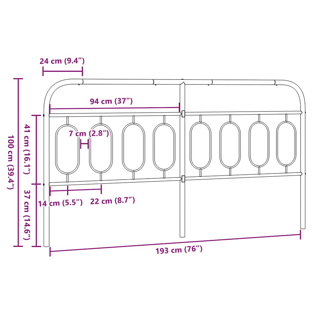 udskiftningsgavl 193 cm metal hvid