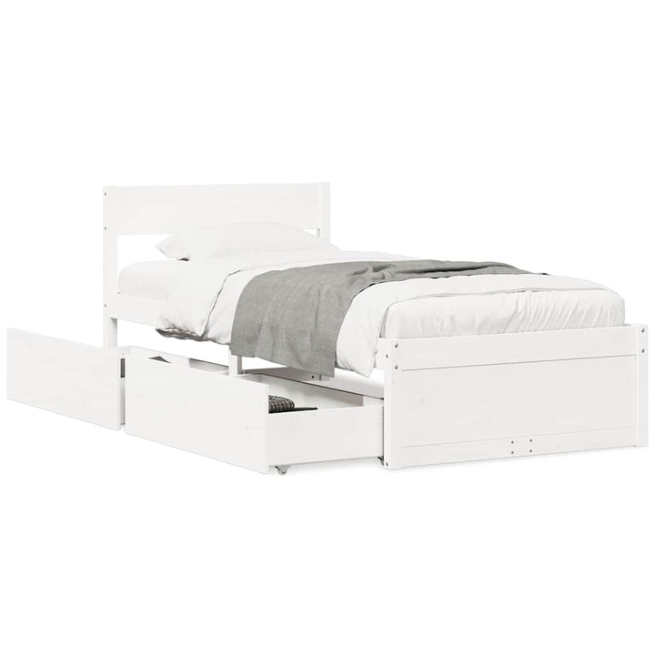 sengeramme uden madras 100x200 cm massivt fyrretræ hvid