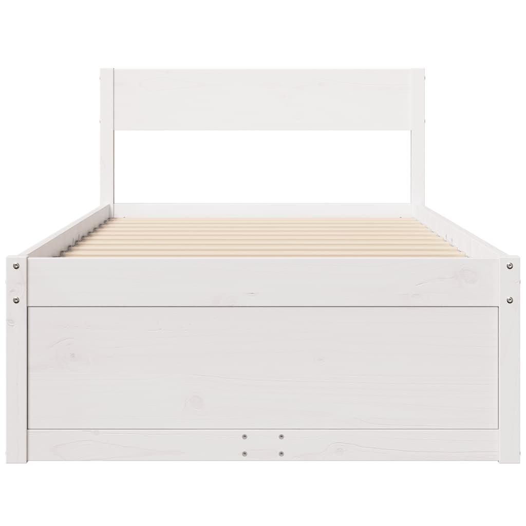 sengeramme uden madras 100x200 cm massivt fyrretræ hvid