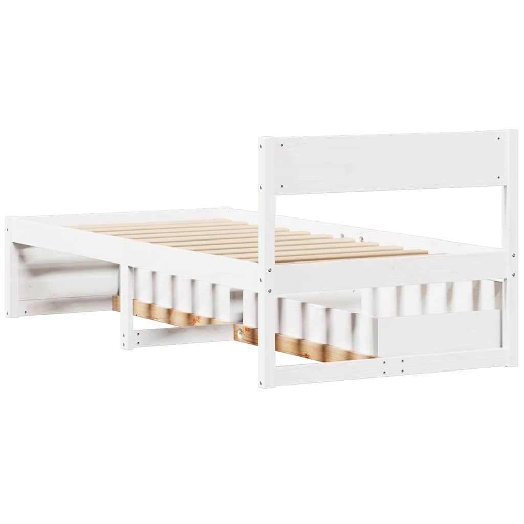 sengeramme uden madras 100x200 cm massivt fyrretræ hvid