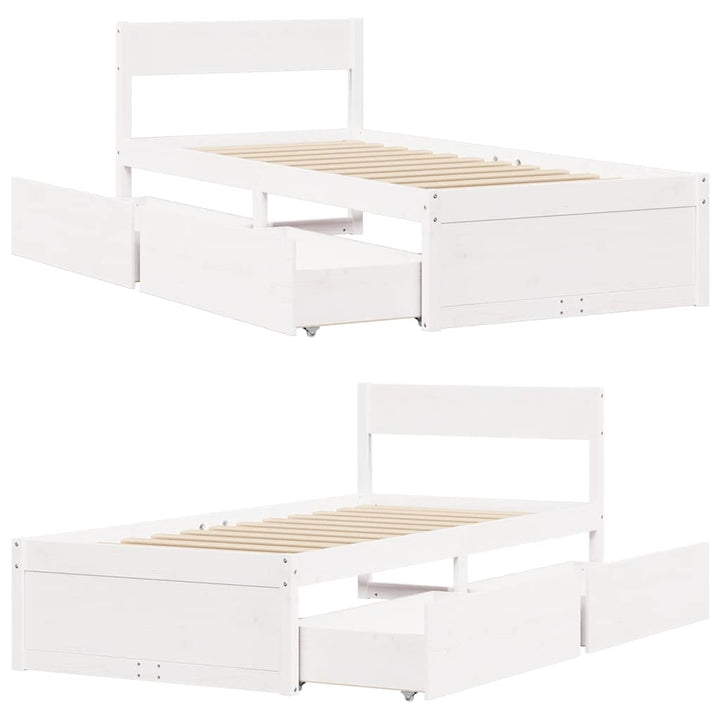 sengeramme uden madras 100x200 cm massivt fyrretræ hvid