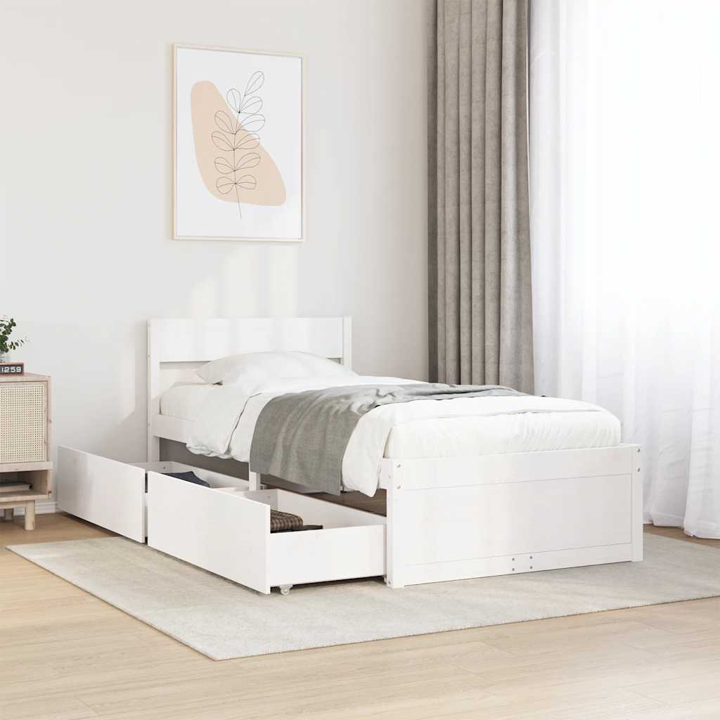 sengeramme uden madras 100x200 cm massivt fyrretræ hvid