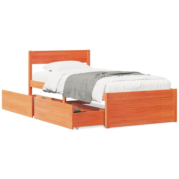 sengeramme uden madras 100x200 cm massivt fyrretræ gyldenbrun