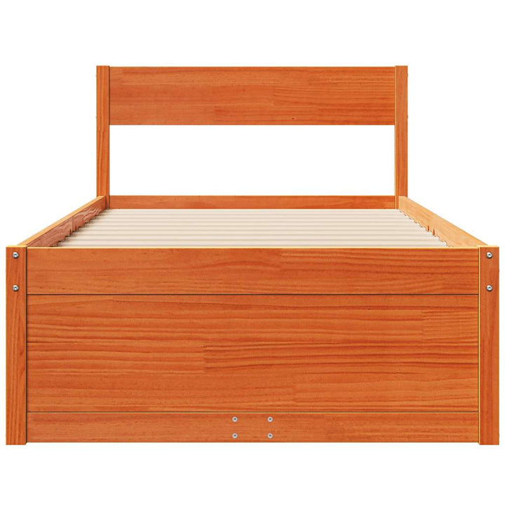 sengeramme uden madras 100x200 cm massivt fyrretræ gyldenbrun