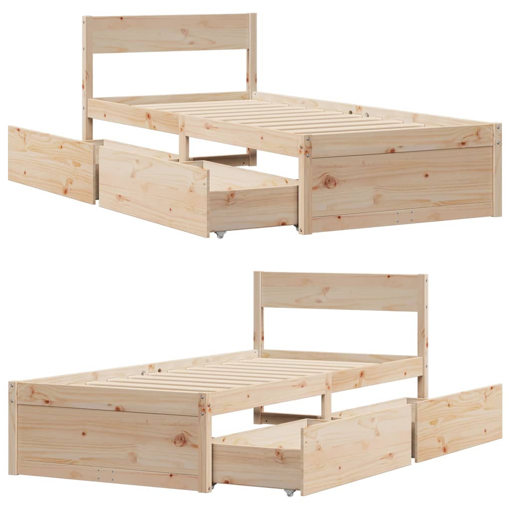 sengeramme uden madras 90x200 cm massivt fyrretræ