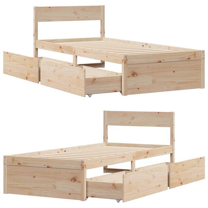 sengeramme uden madras 90x200 cm massivt fyrretræ