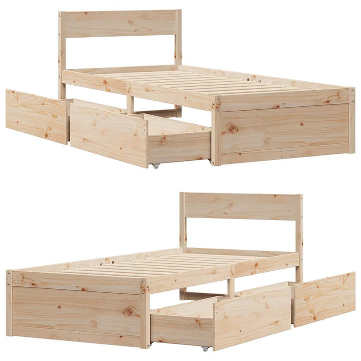 sengeramme uden madras 90x200 cm massivt fyrretræ
