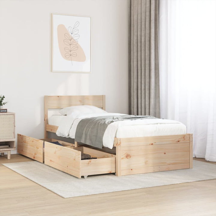 sengeramme uden madras 90x200 cm massivt fyrretræ