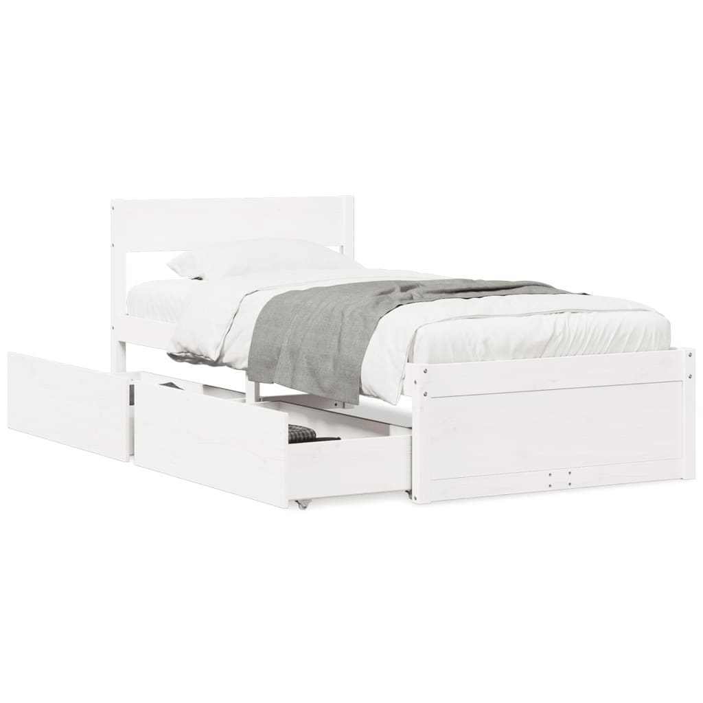 sengeramme uden madras 90x200 cm massivt fyrretræ hvid