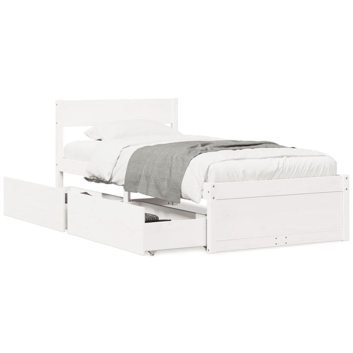 sengeramme uden madras 90x200 cm massivt fyrretræ hvid