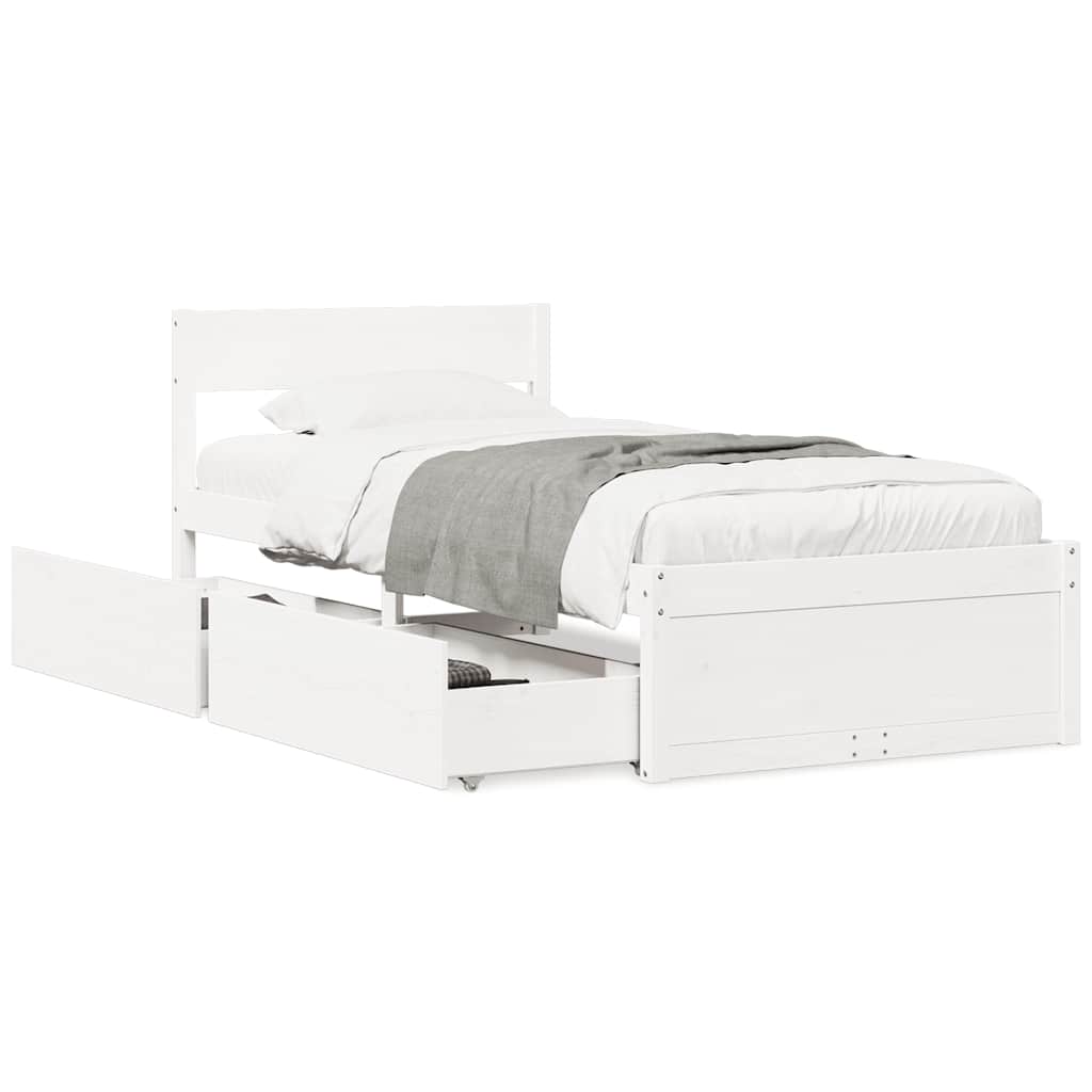 sengeramme uden madras 90x200 cm massivt fyrretræ hvid
