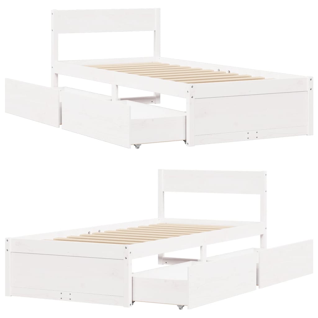 sengeramme uden madras 90x200 cm massivt fyrretræ hvid