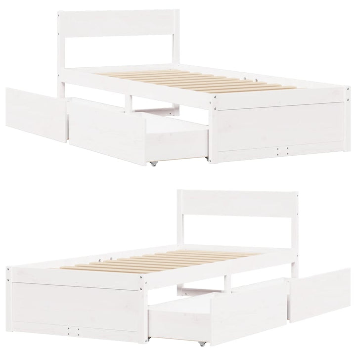 sengeramme uden madras 90x200 cm massivt fyrretræ hvid