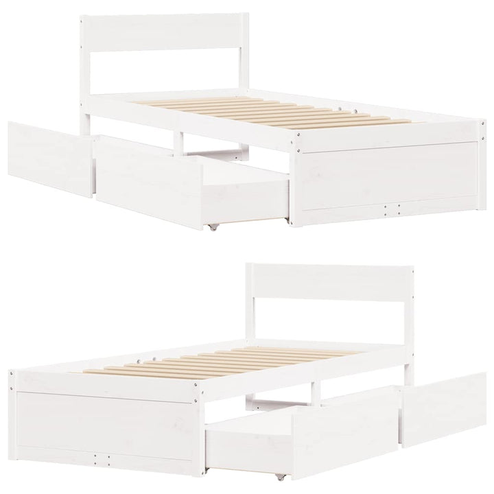 sengeramme uden madras 90x200 cm massivt fyrretræ hvid