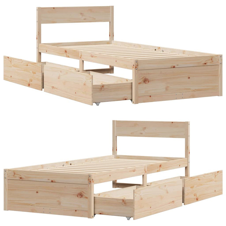 sengeramme uden madras 90x190 cm massivt fyrretræ