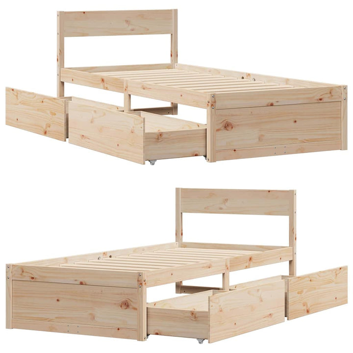 sengeramme uden madras 90x190 cm massivt fyrretræ
