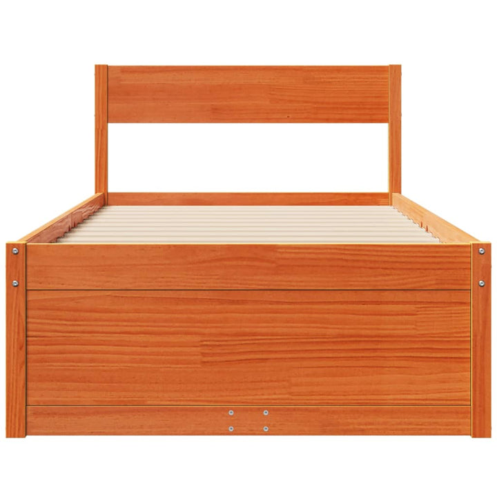 sengeramme uden madras 90x190 cm massivt fyrretræ gyldenbrun