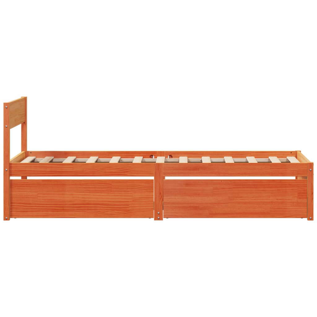 sengeramme uden madras 90x190 cm massivt fyrretræ gyldenbrun