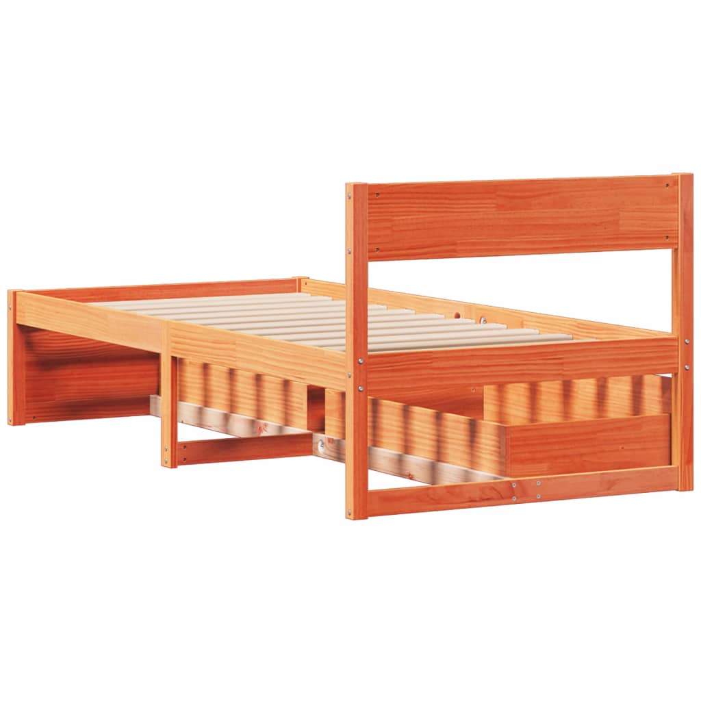 sengeramme uden madras 90x190 cm massivt fyrretræ gyldenbrun
