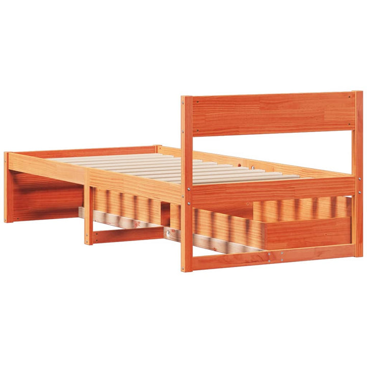 sengeramme uden madras 90x190 cm massivt fyrretræ gyldenbrun