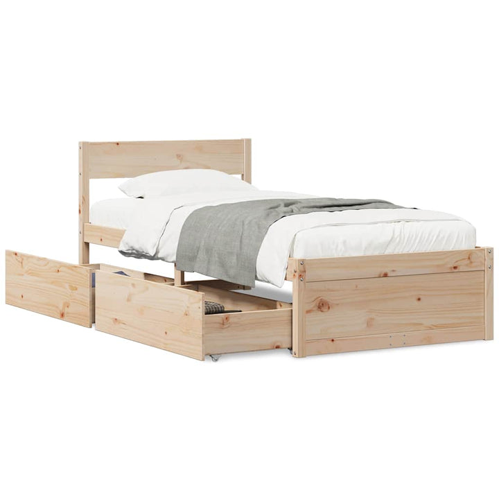 sengeramme uden madras 75x190 cm massivt fyrretræ