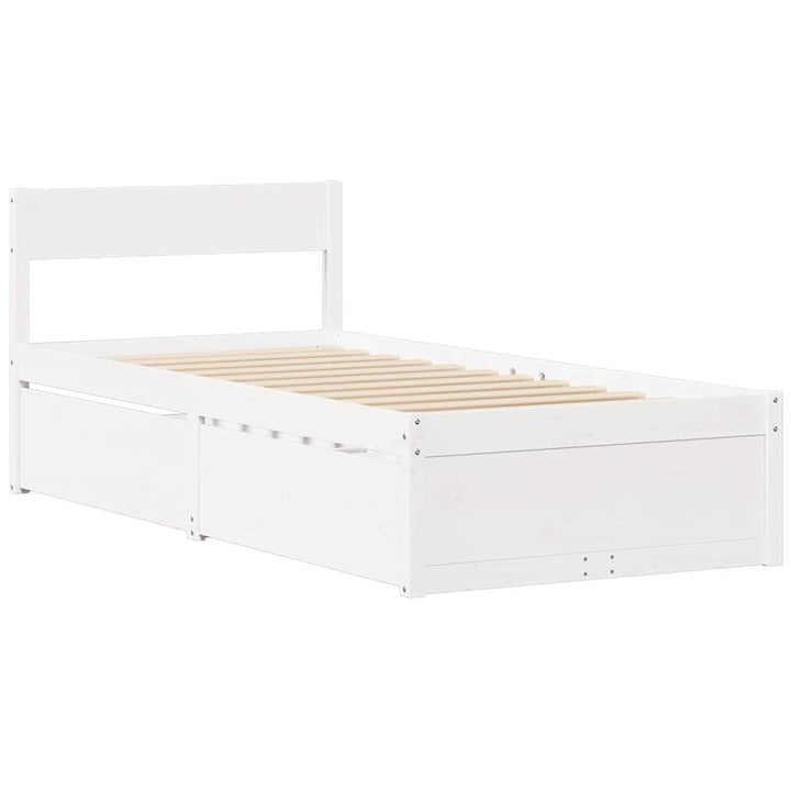 sengeramme uden madras 75x190 cm massivt fyrretræ hvid