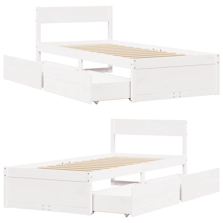 sengeramme uden madras 75x190 cm massivt fyrretræ hvid