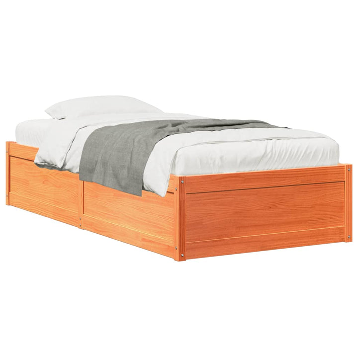 sengeramme uden madras 100x200 cm massivt fyrretræ gyldenbrun