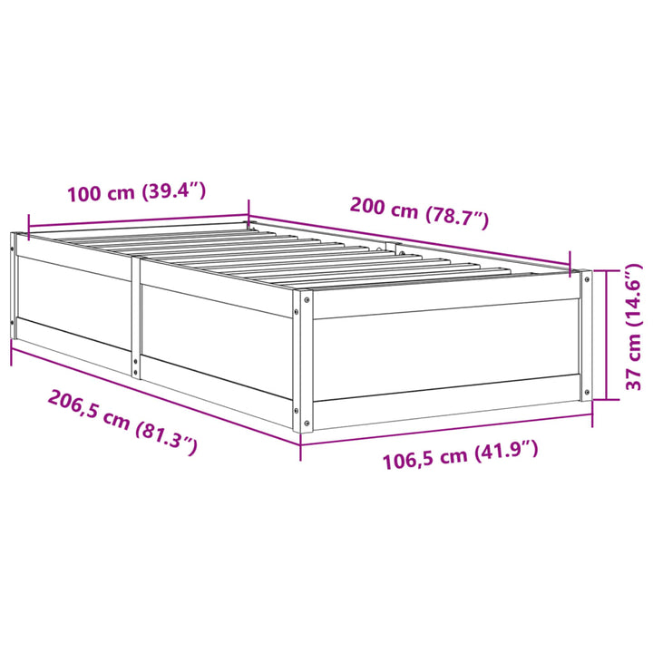 sengeramme uden madras 100x200 cm massivt fyrretræ gyldenbrun