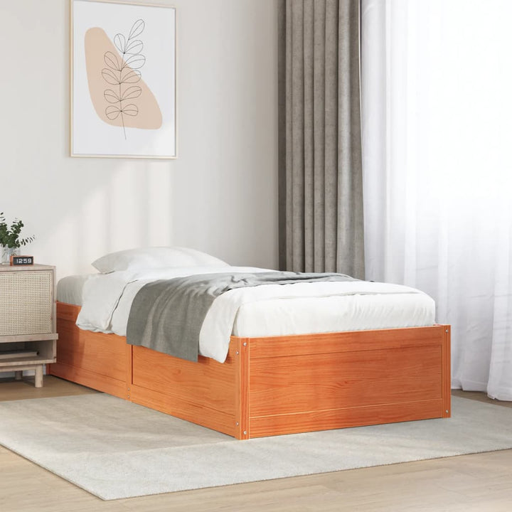 sengeramme uden madras 100x200 cm massivt fyrretræ gyldenbrun