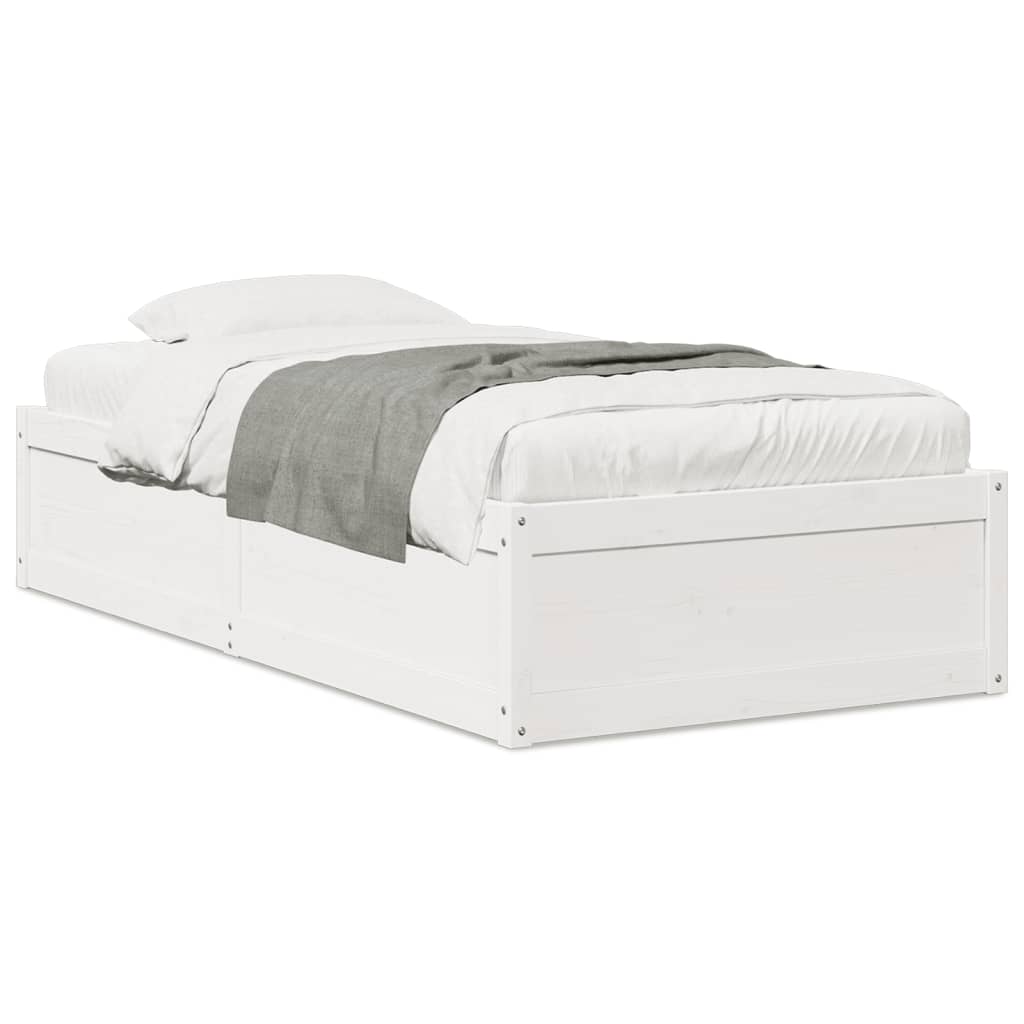 sengeramme uden madras 90x200 cm massivt fyrretræ hvid