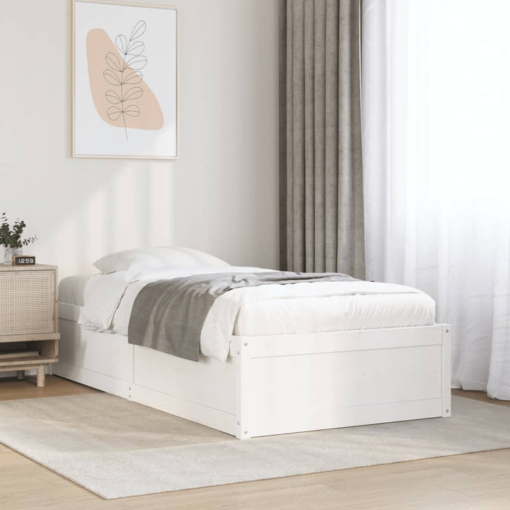 sengeramme uden madras 90x200 cm massivt fyrretræ hvid