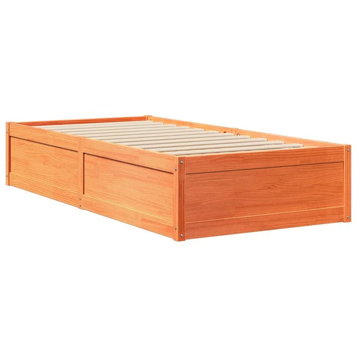 sengeramme uden madras 90x190 cm massivt fyrretræ gyldenbrun