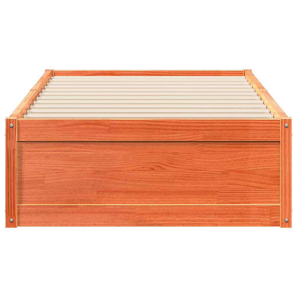 sengeramme uden madras 90x190 cm massivt fyrretræ gyldenbrun