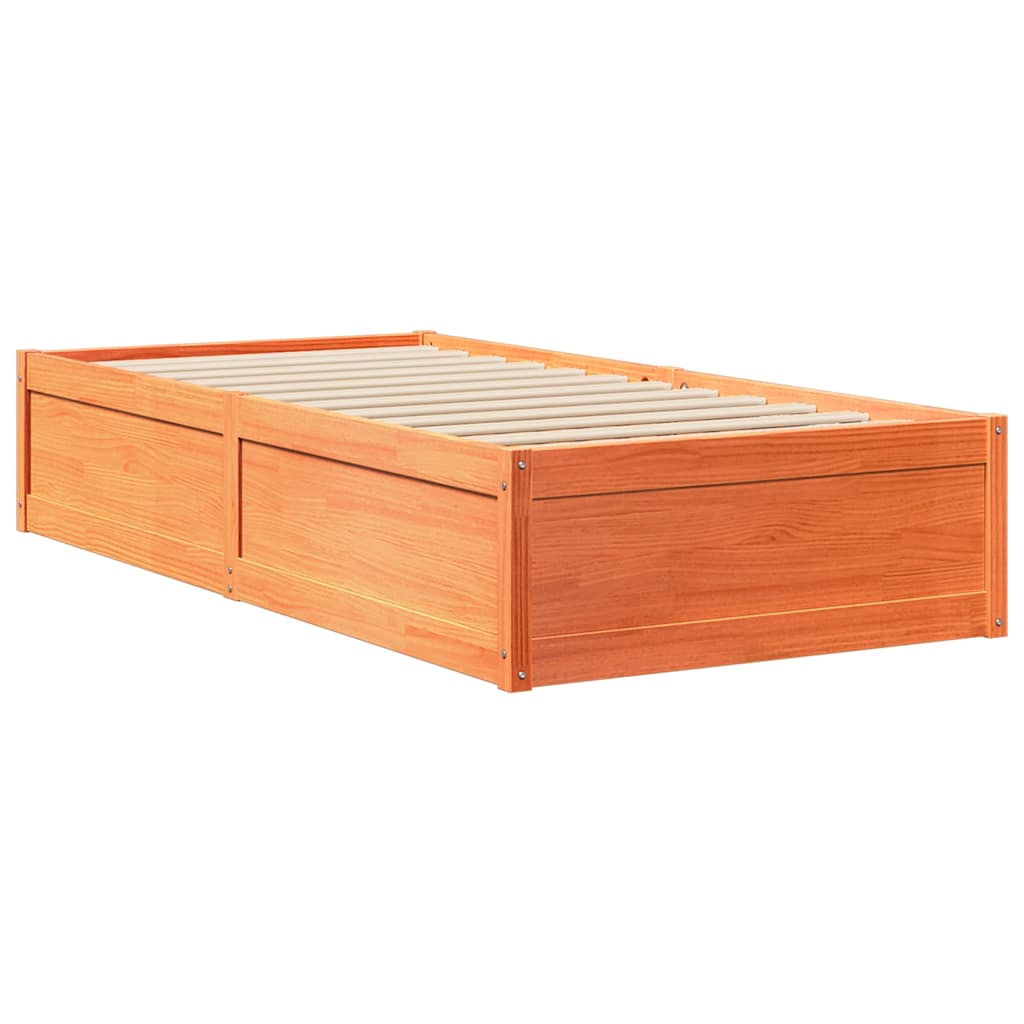 sengeramme uden madras 90x190 cm massivt fyrretræ gyldenbrun