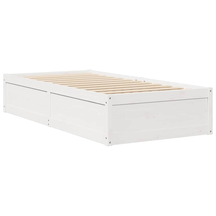 sengeramme uden madras 75x190 cm massivt fyrretræ hvid