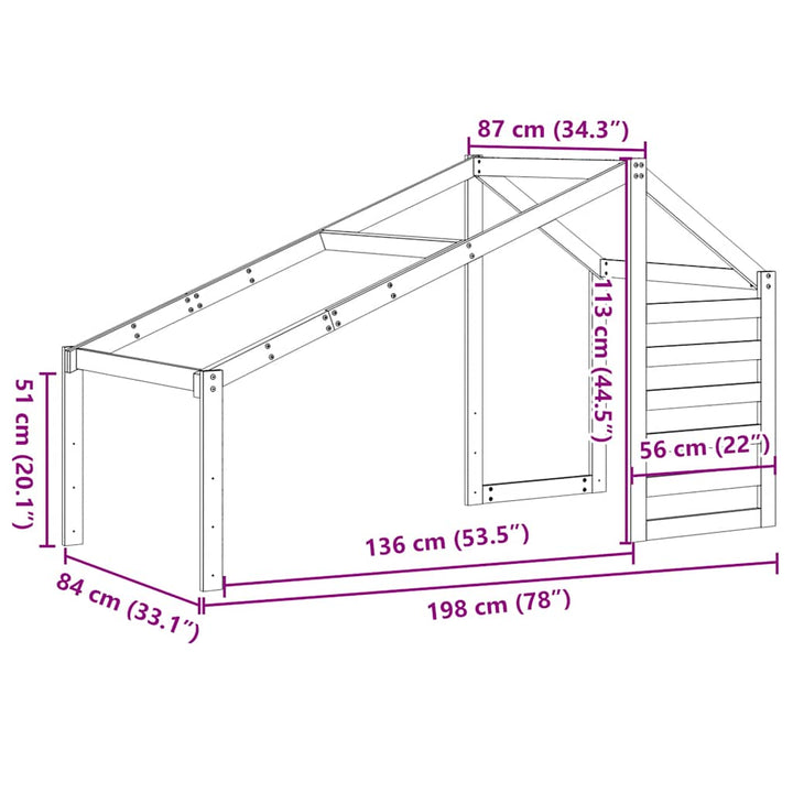 stel til husseng 198x87x113 cm massivt fyrretræ