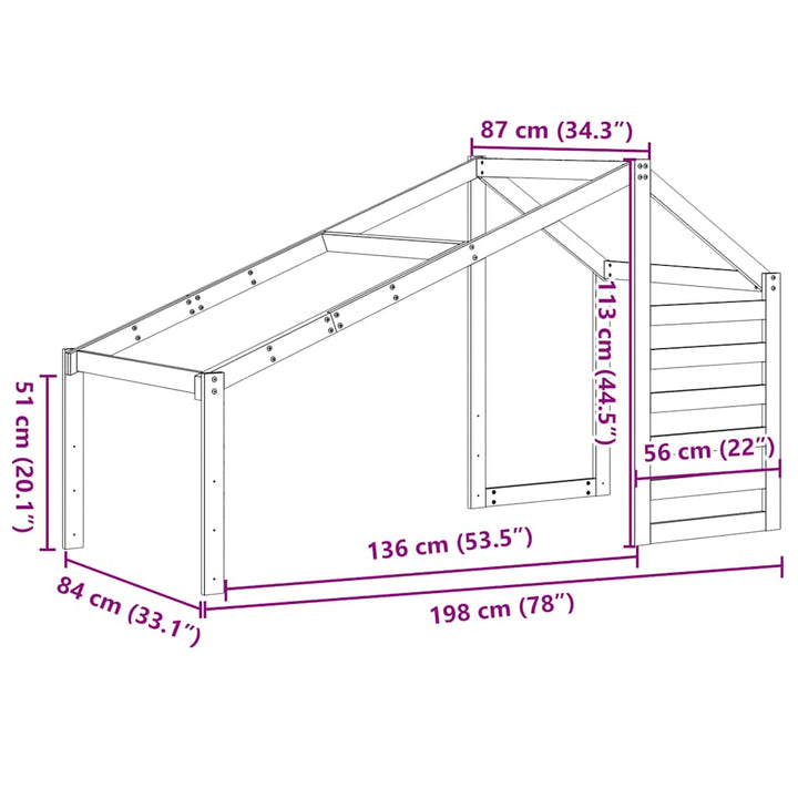 stel til husseng 198x87x113 cm massivt fyrretræ gyldenbrun